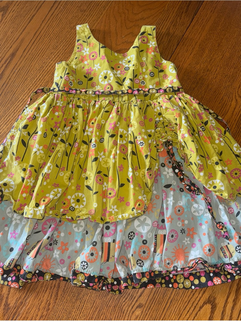 Jelly The Pug Yellow Floral Layered Sundress with Multicolor Accents